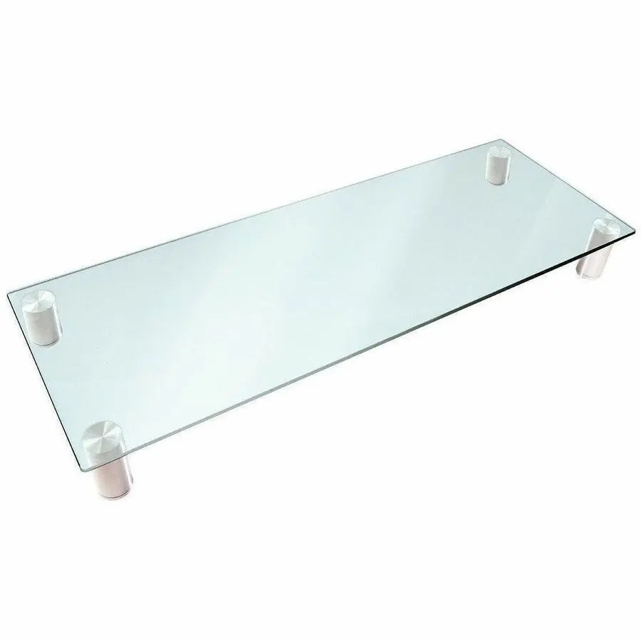 Workstream Tempered Glass Monitor Stand with Stackable Shelves, 30.8 x 11 Inches