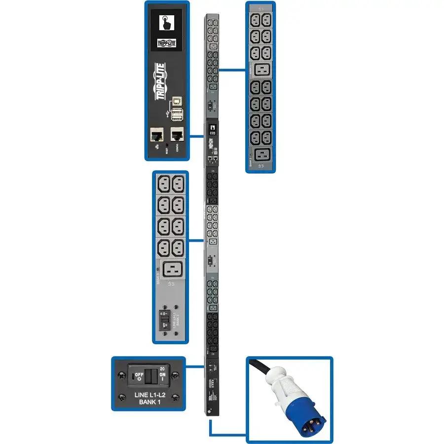 Eaton Corporation PDU3EVN10G60B 14.5kW 3-Phase Monitored Power Distribution Unit with Touchscreen LCD and Remote Management by Eaton Corporation