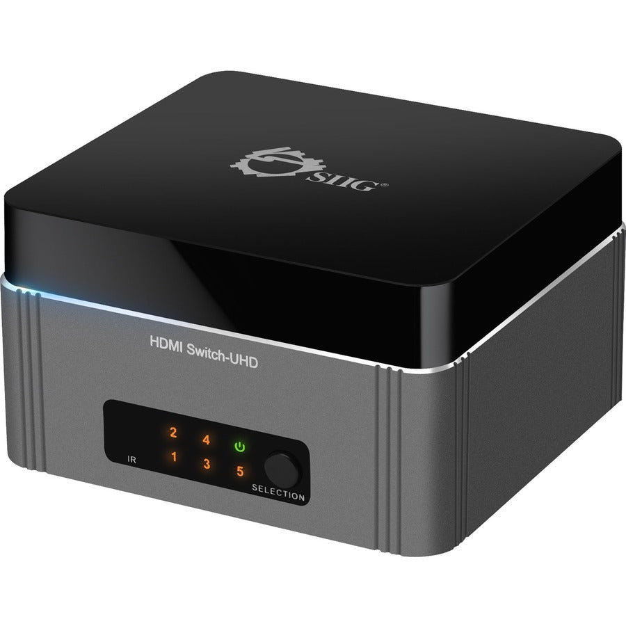 SIIG Premium 5-Port HDMI 2.0 Switch with IR Remote Control - 4K UHD 60Hz, HDR, Wall Mountable