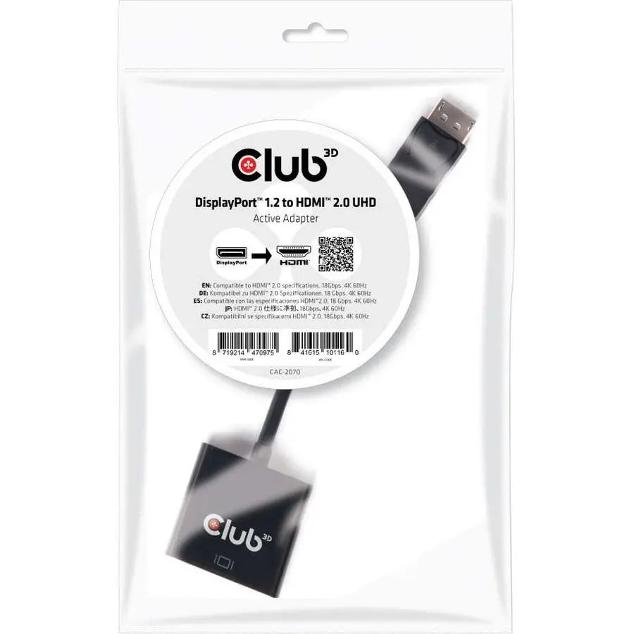 Club 3D DisplayPort 1.2 to HDMI 2.0 UHD Active Adapter CAC-2070 for 4K Gaming and Streaming