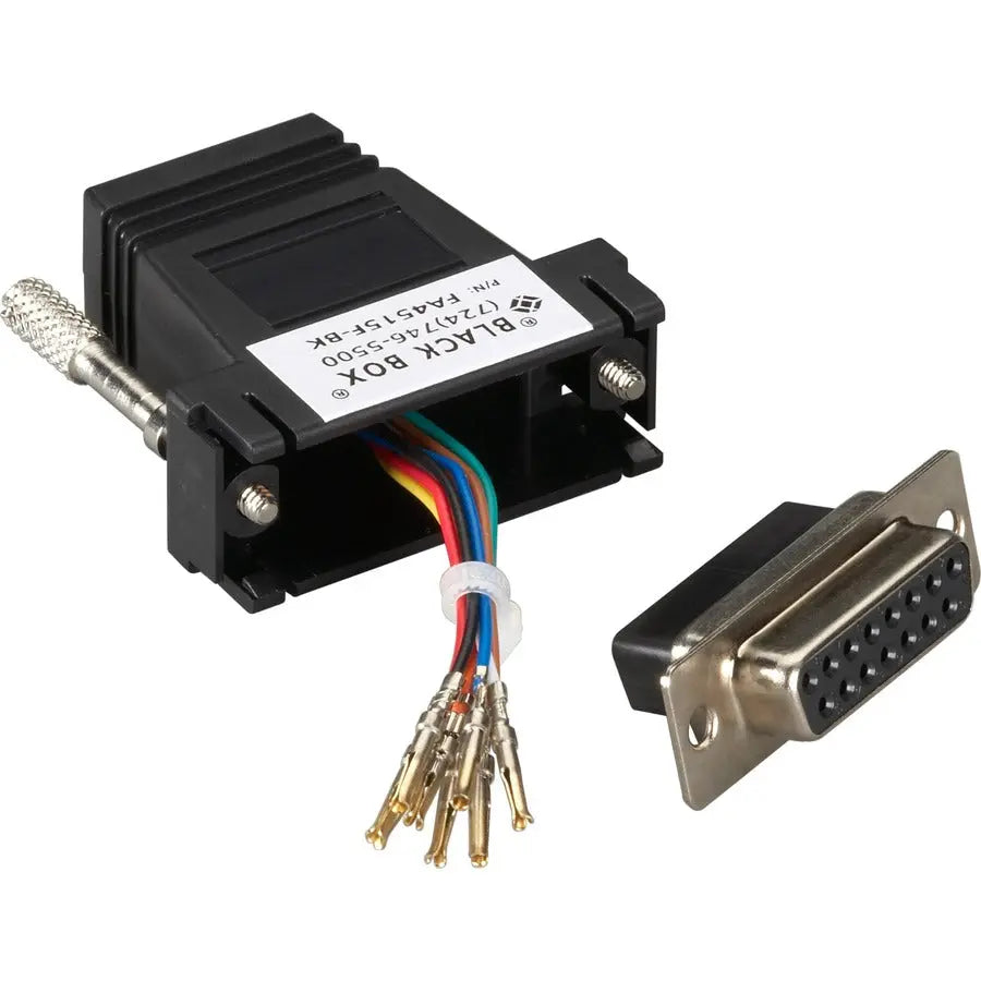 Black Box FA4515F-BK Modular Adapter Kit - DB15 Female to RJ45 Female with Thumbscrews