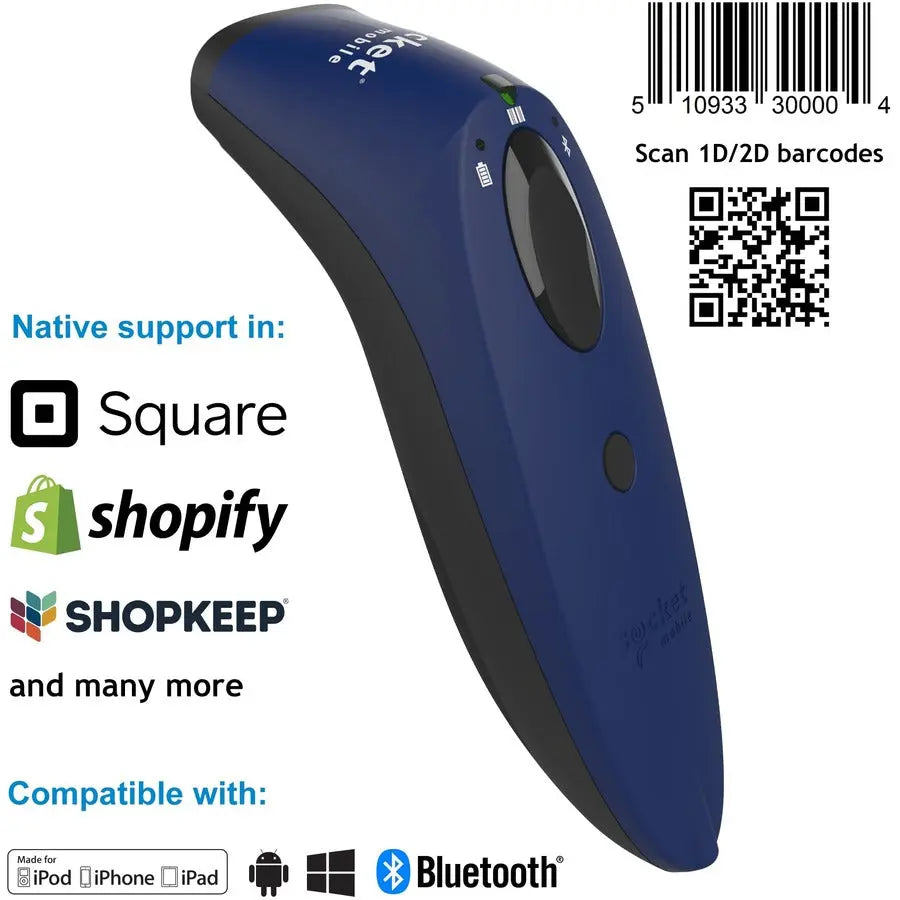 Socket Mobile SocketScan S740 Handheld Bluetooth Barcode Scanner - Blue