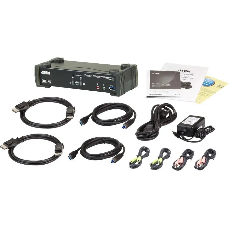 ATEN Technology CS1922M 2-Port USB 3.0 4K DisplayPort MST KVMP Switch with Cables