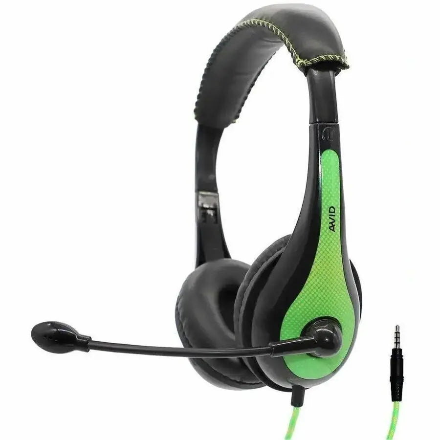 Avid Education AE-36 Green Headset with Noise-Cancelling Microphone and 3.5mm Plug