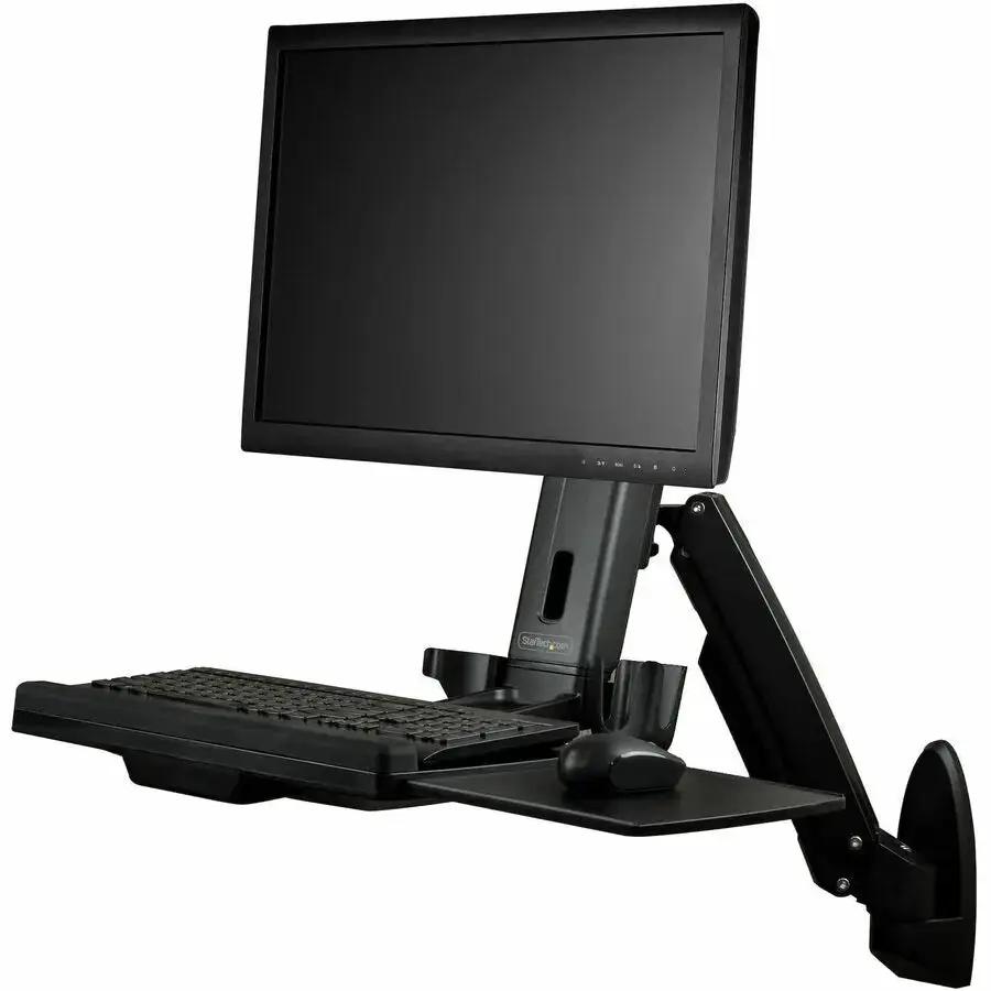 StarTech.com Wall Mount Sit-Stand Desk with Full Motion Monitor & Keyboard Tray - Adjustable VESA Arm by StarTech.com