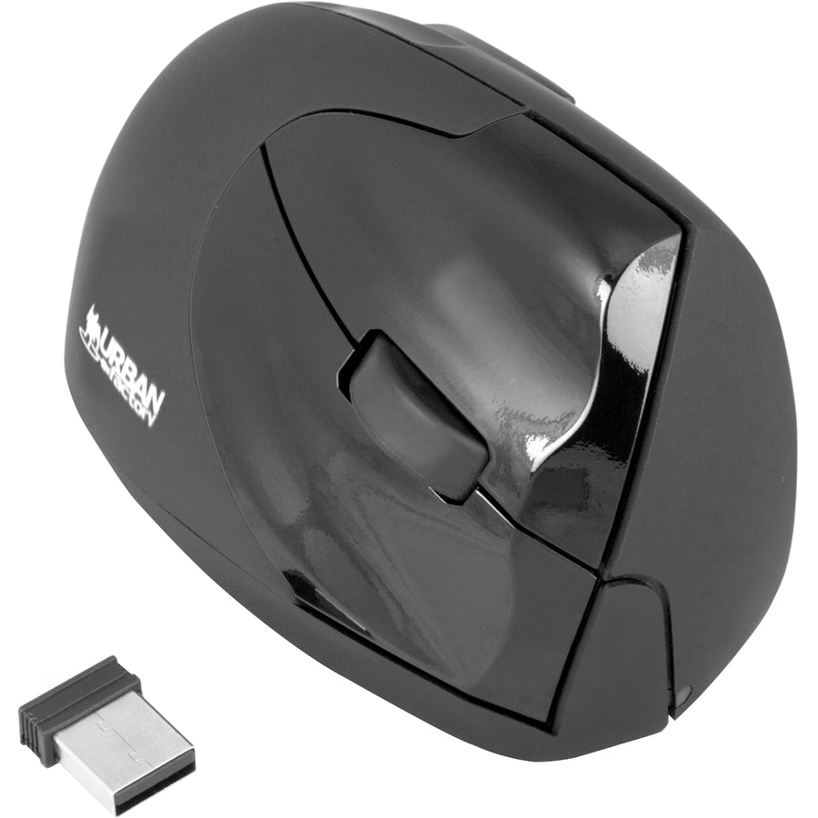 Urban Factory EMR20UF-V2 Wireless Vertical Ergonomic USB Mouse, Right-Handed, Black