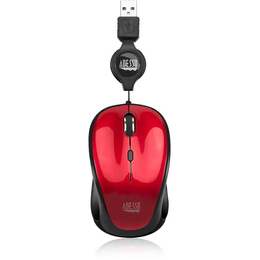 Adesso iMouse S8R - USB Illuminated Retractable Mini Mouse with Adjustable DPI and Multi-Color LED Lighting