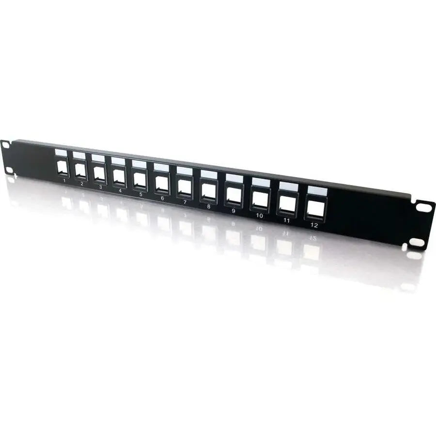 C2G 12-Port Blank Keystone/Multimedia Patch Panel - 1U 19-Inch Black