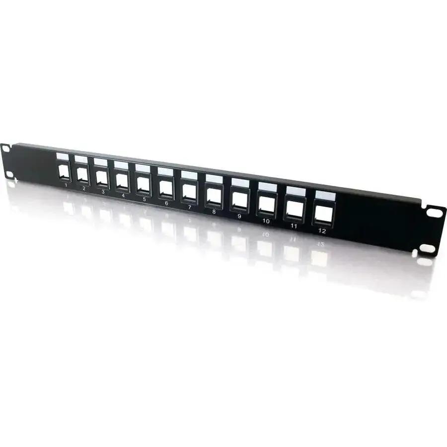 C2G 12-Port Blank Keystone/Multimedia Patch Panel – 1U, Black, Compatible with 19-inch Racks by Legrand Group