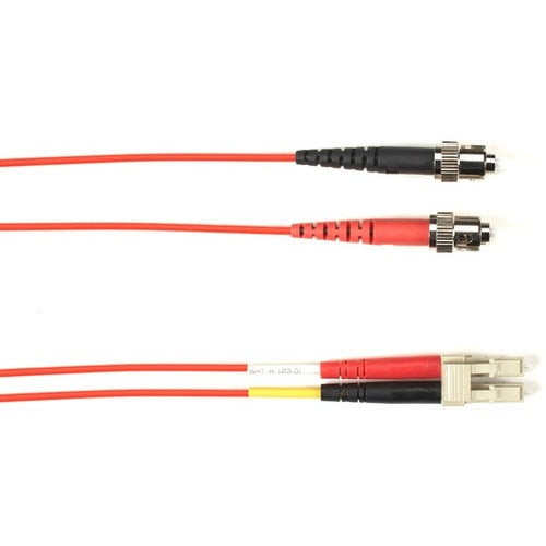 Black Box Fiber Optic Duplex Patch Network Cable, 3 Meters, ST-LC Connectors, Red