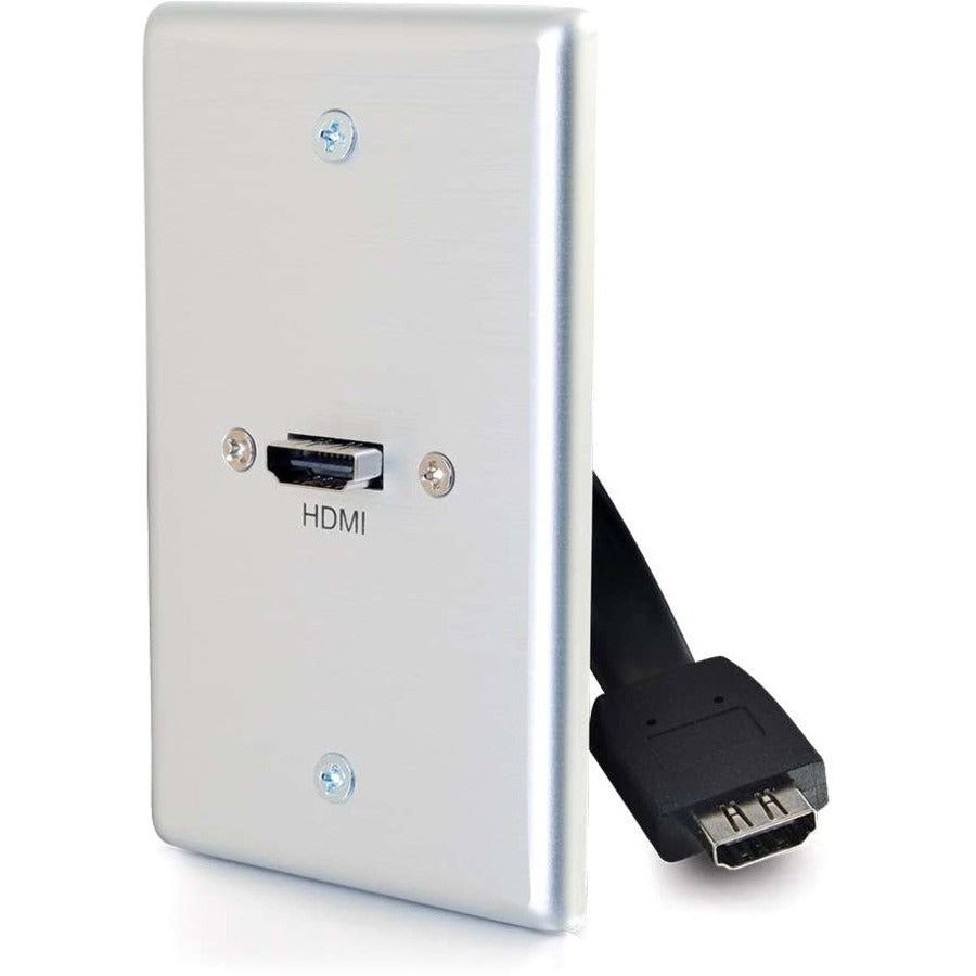 C2G 1-Gang HDMI Pass Through Wall Plate - Brushed Aluminum for In-Wall Cabling