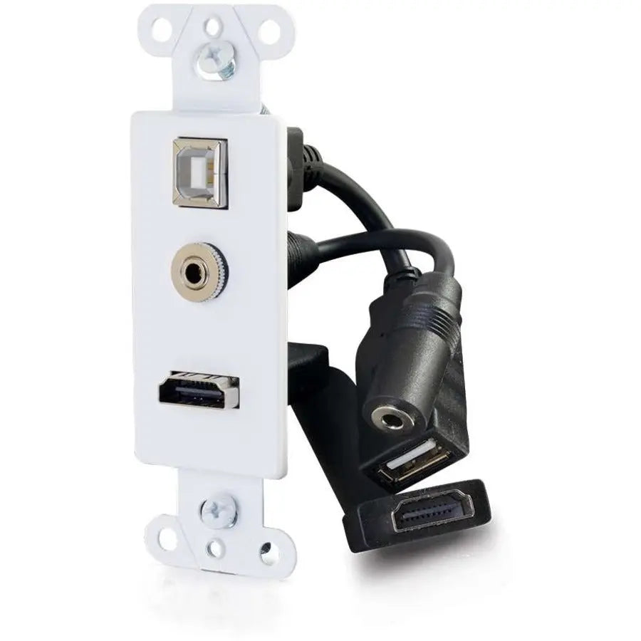 C2G Legrand 39873 Decorative Wall Plate for HDMI, USB B & 3.5mm Audio – White