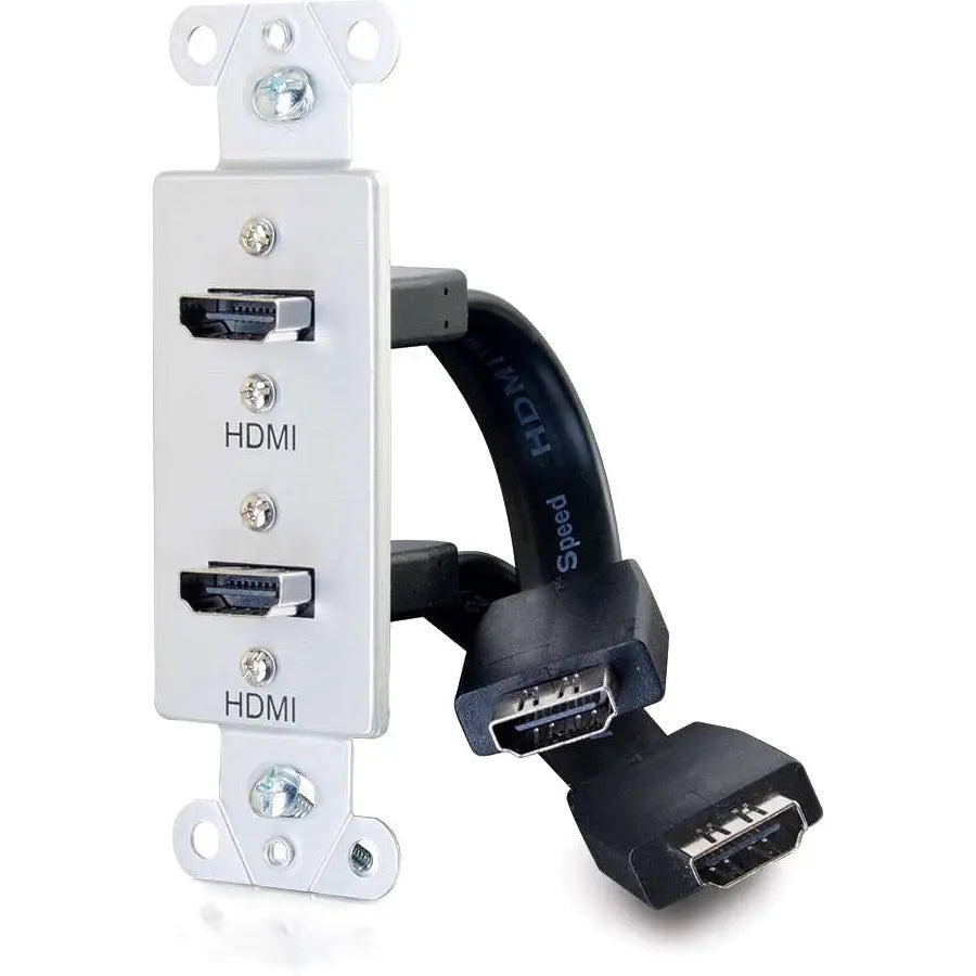C2G Decorative Wall Plate with Dual HDMI Pigtails – Aluminum, Model 39875