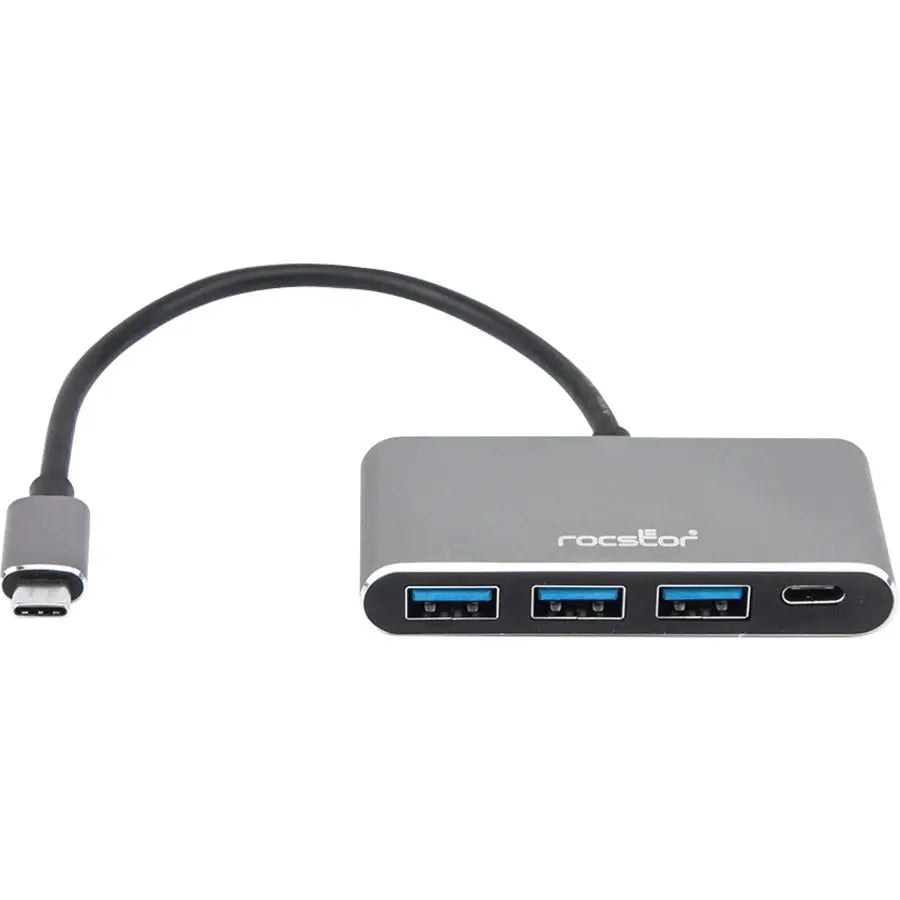 Rocstor Premium 4-Port USB-C Hub Y10A200-A1 - Aluminum Enclosure with USB-C and USB-A Ports
