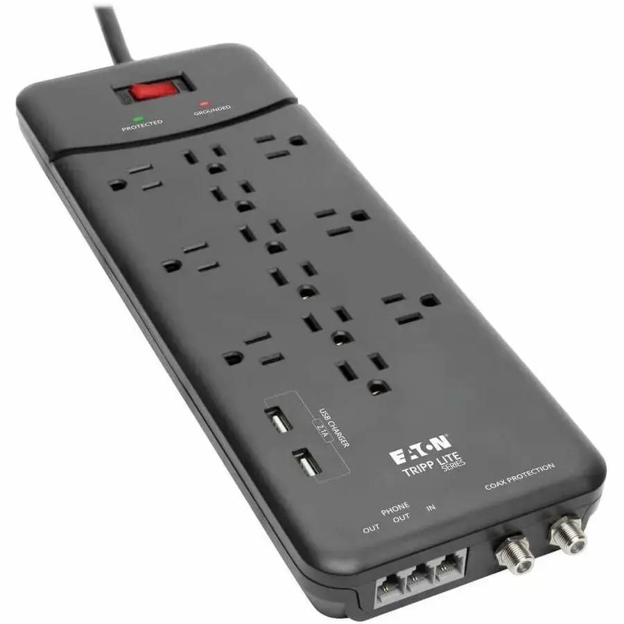 Eaton Corporation Tripp Lite Protect It! TLP128TTUSBB 12-Outlet Surge Protector with 8 ft. Cord and USB Charging by Eaton Corporation