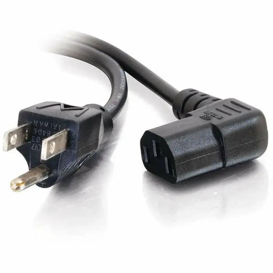 C2G Universal Power Cord - Right Angle - 6 ft, 18 AWG, NEMA 5-15P to IEC320C13R by Legrand Group