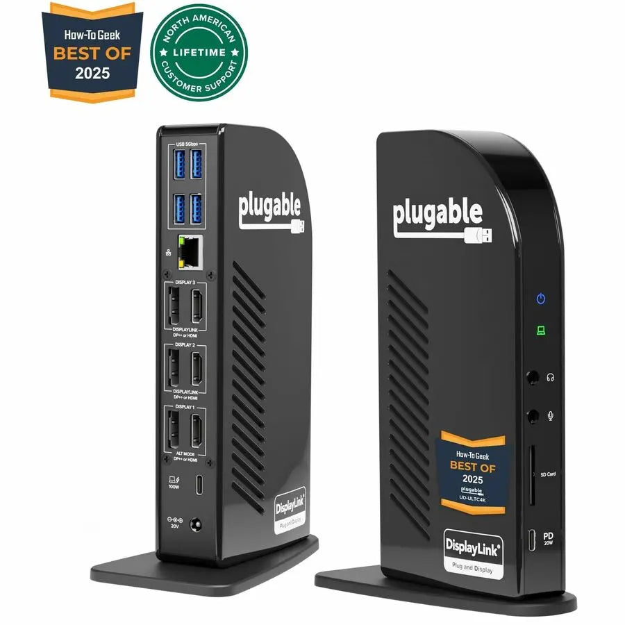 Plugable UD-ULTC4K USB-C Triple 4K Display Docking Station with 100W Power Delivery