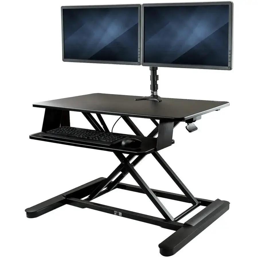 StarTech.com Dual Monitor Sit-Stand Desk Converter - 35-Inch Wide Adjustable Standing Desk Solution with Dual Arms for Monitors Up to 24 Inches by StarTech.com