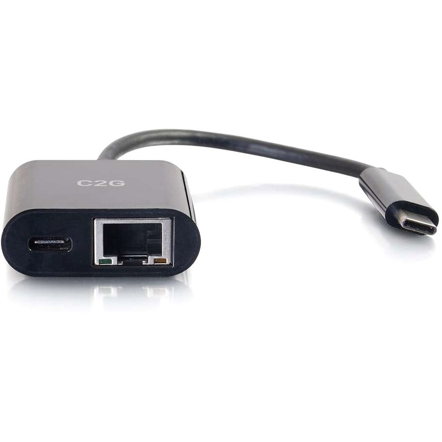 C2G USB-C to Ethernet Multiport Adapter with Power Delivery - 60W PD, USB Type-C, Black