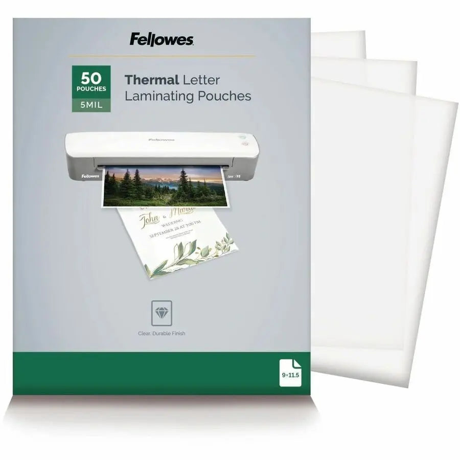 Fellowes Letter-Size Thermal Laminating Pouches – Clear, 50 Pack