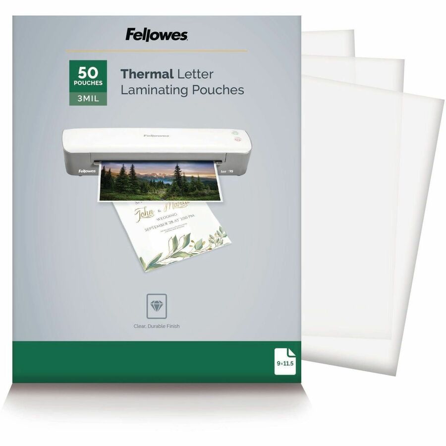 Fellowes Letter-Size Thermal Laminating Pouches - Clear, 50 Pack