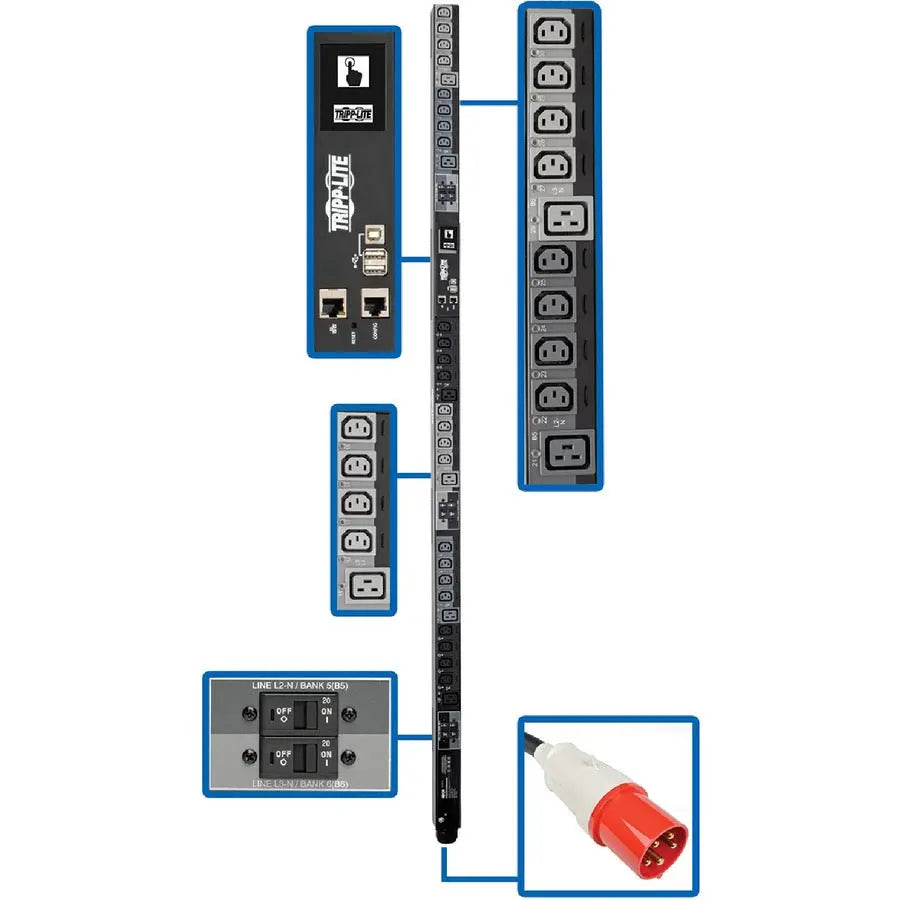 Eaton Tripp Lite Series PDU3XEVSR6G63B 30-Outlets 3-Phase Switched Power Distribution Unit