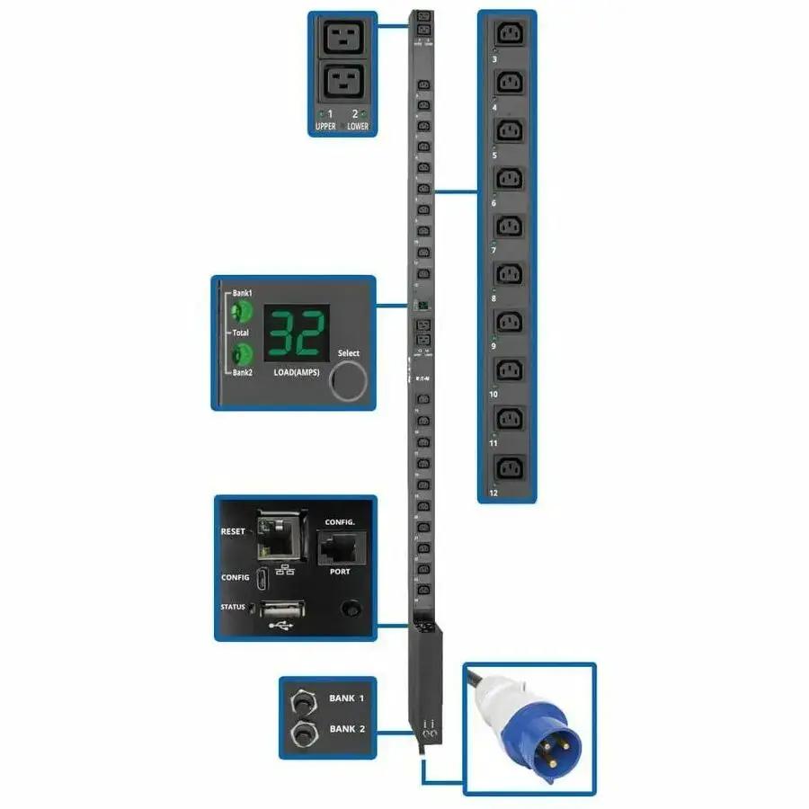 Eaton PDUMV32HVNETLX 7.4kW Single-Phase Switched PDU with Remote Monitoring and Control by Eaton Corporation