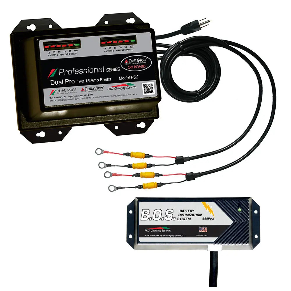 Dual Pro PS2 2 Bank Battery Charger with 2 Bank B.O.S. – 12V/24V Marine and Utility Applications