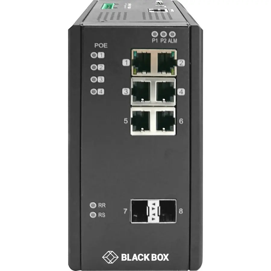 Black Box LIE1082A Industrial Managed Gigabit PoE Ethernet Switch with DIN Rail Mounting