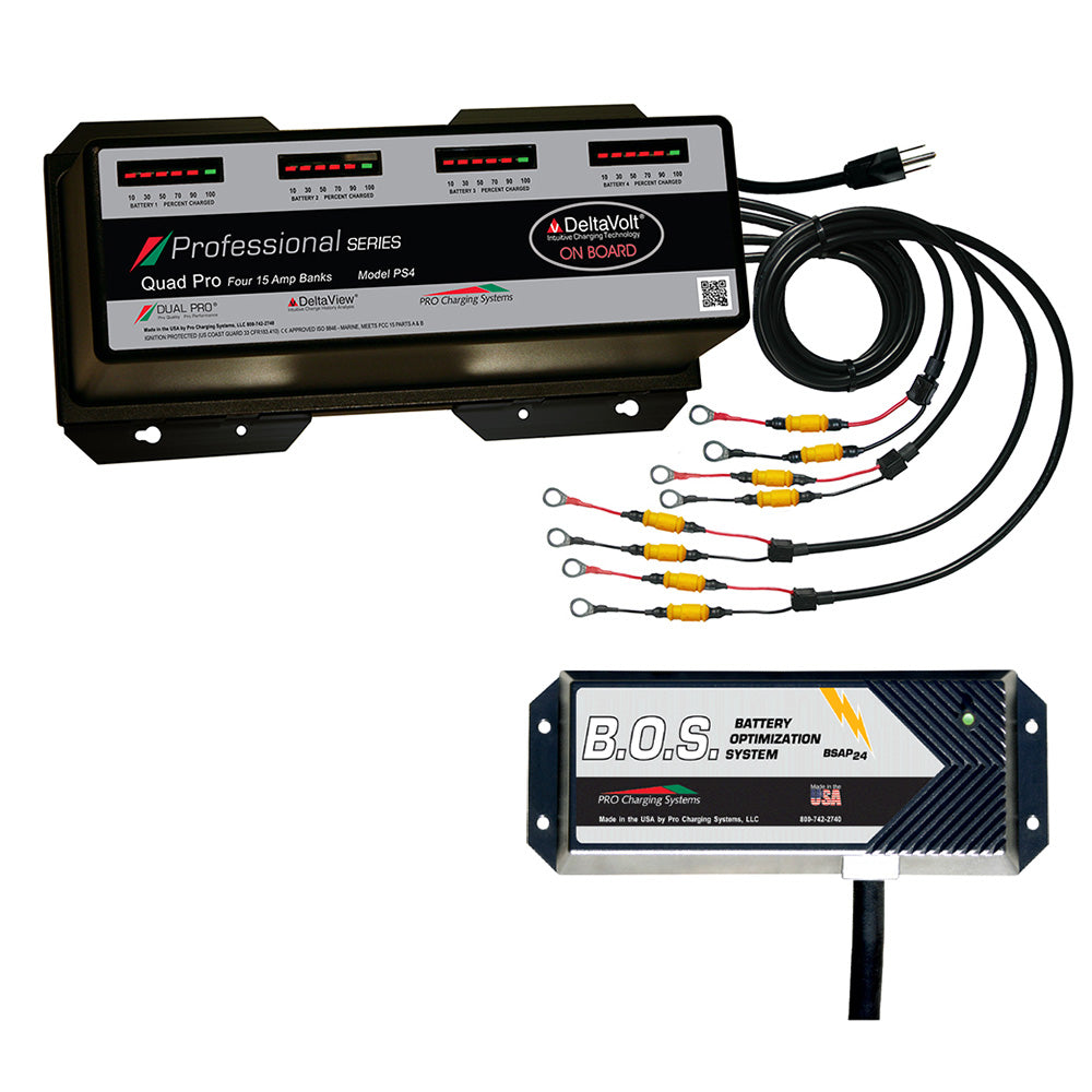 Dual Pro PS4 4 Bank Battery Charger with 2 Bank B.O.S. for Marine and Recreational Use