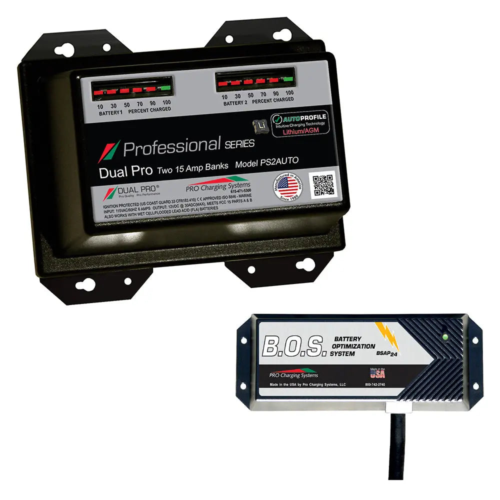 Dual Pro PS2 Auto 2 Bank Battery Charger with B.O.S. - Lithium and AGM Compatible