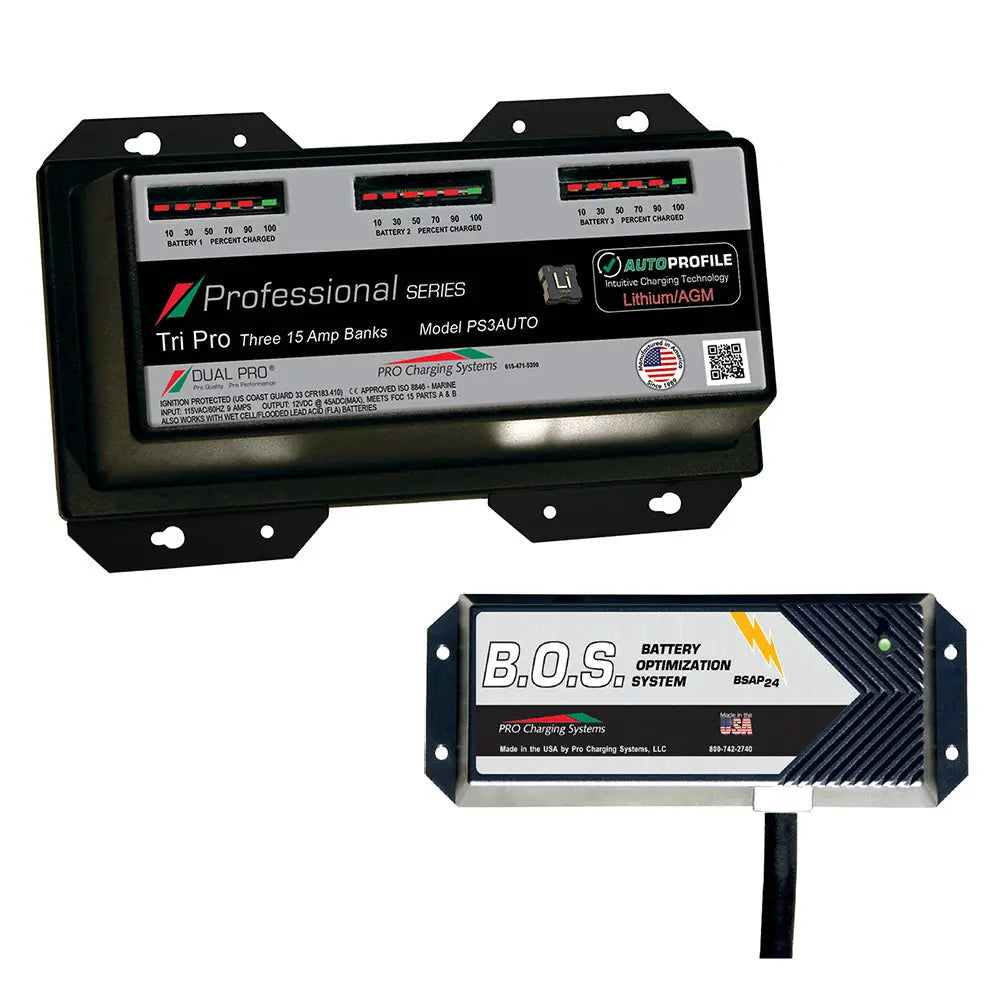 Dual Pro PS3 Auto 3 Bank Battery Charger with B.O.S. for Lithium and AGM Batteries