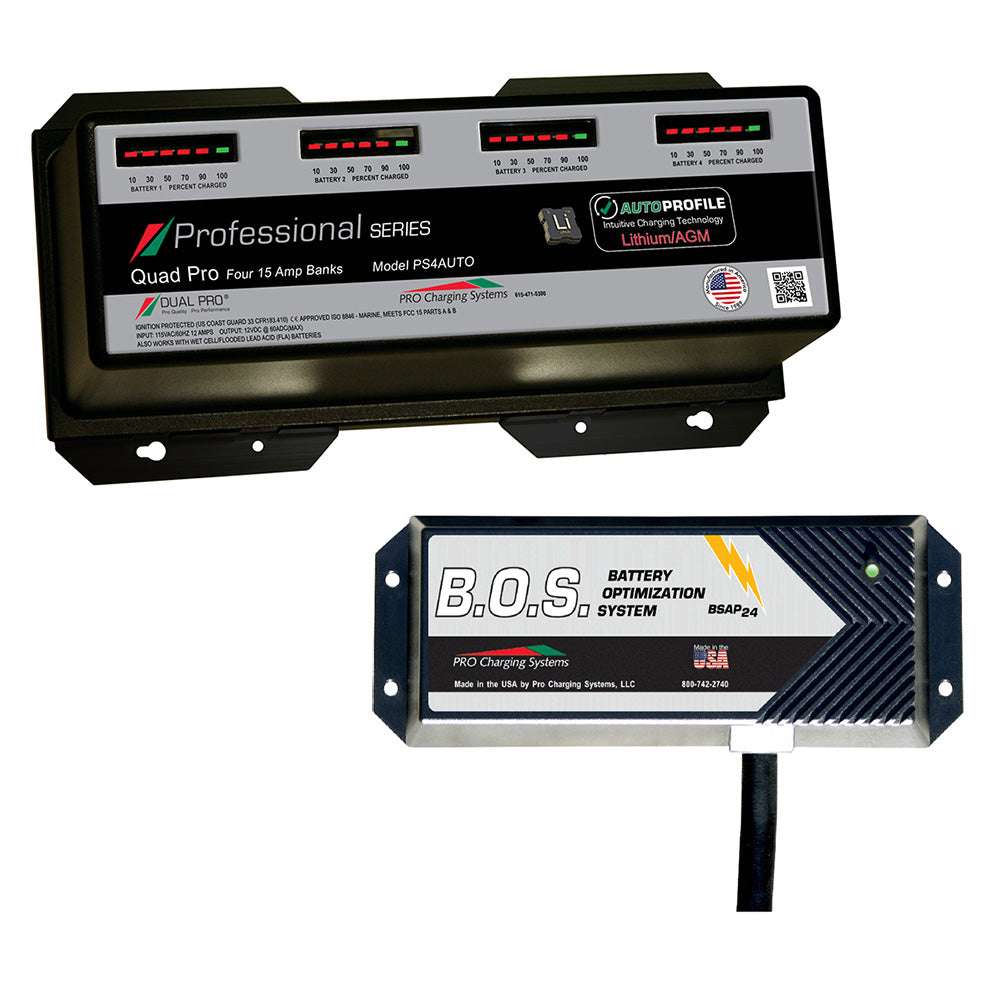 Dual Pro PS4 Auto 4 Bank Battery Charger with B.O.S. Battery Optimization System