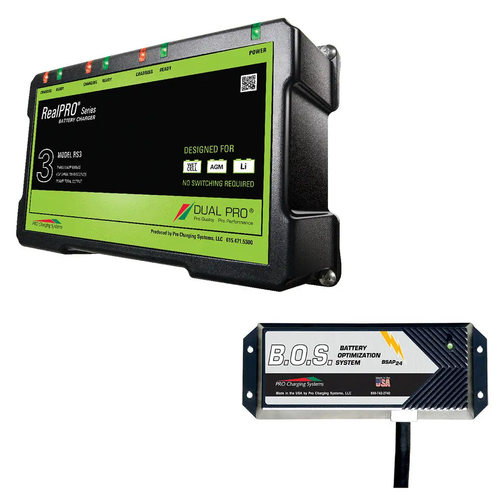 Dual Pro RS3 3 Bank Battery Charger with Dual Pros B.O.S. Battery Optimization System