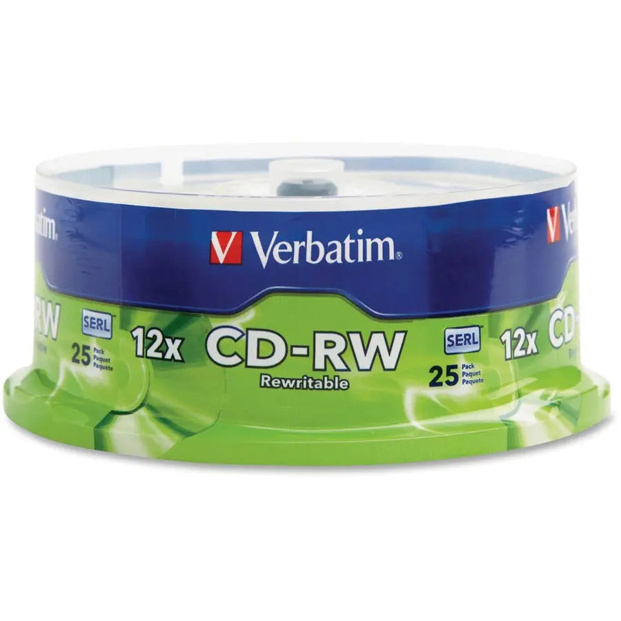 Verbatim CD-RW 700MB 4X-12X High Speed with Branded Surface - 25 Pack Spindle