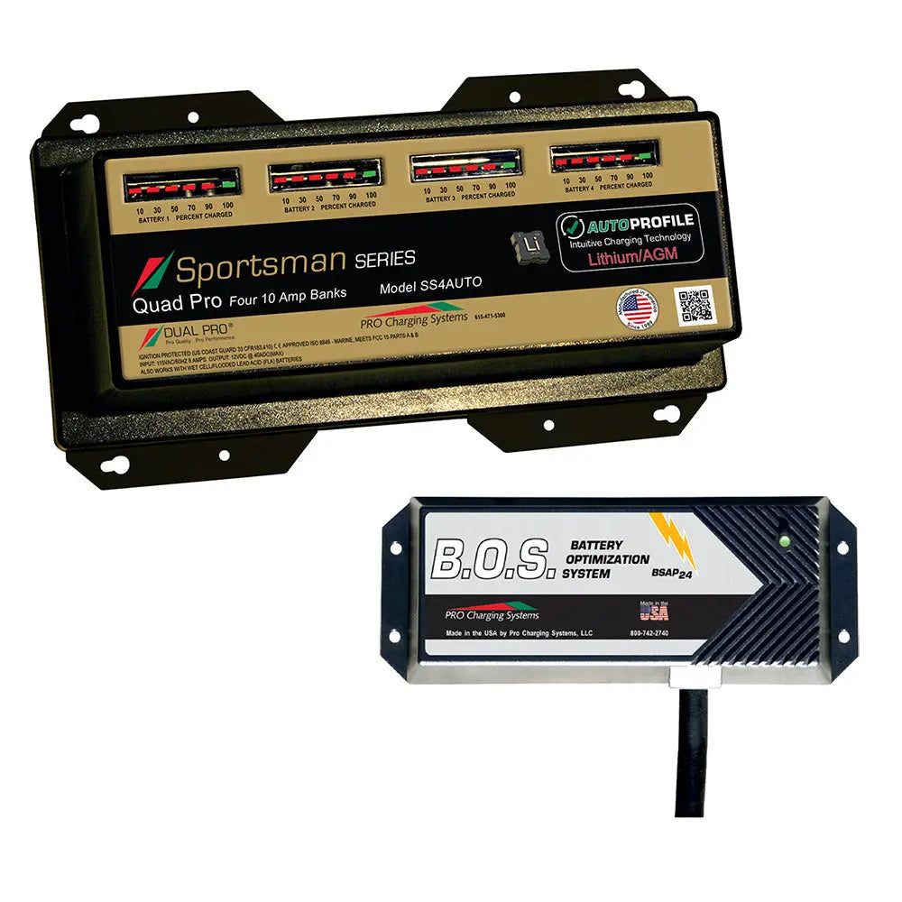 Dual Pro SS4 Auto 4 Bank Battery Charger with 3 Bank B.O.S. for Lithium and AGM Batteries