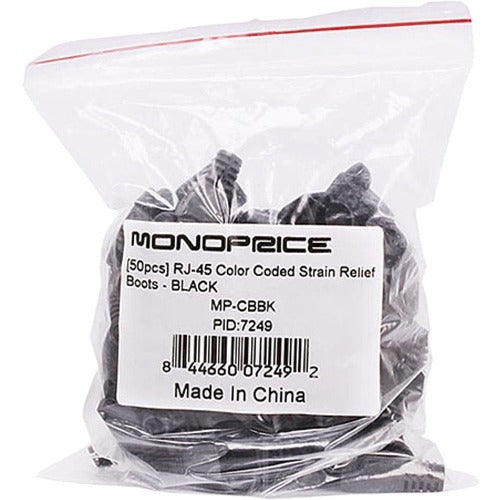 Monoprice RJ45 Strain Relief Boots, 50 Pack – Black Ethernet Cable Connector Protectors