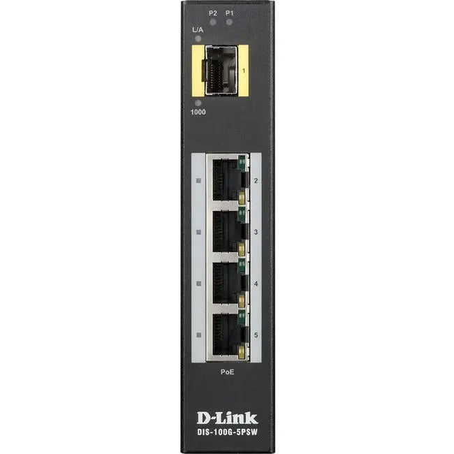 D-Link DIS-100G-5PSW Industrial Gigabit Unmanaged PoE Switch with SFP Slot