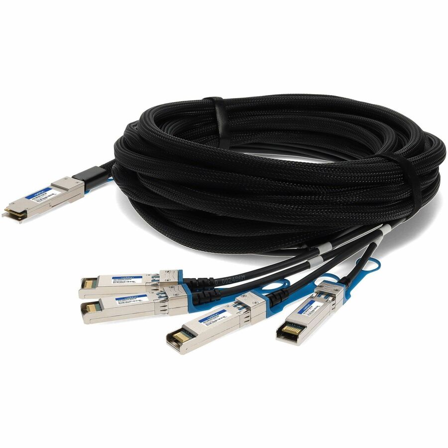AddOn Brocade (Formerly) 40G-QSFP-4SFP-C-0101 to HP 487652-B21 Compatible 1m Active Twinax QSFP+ to 4xSFP+ Direct Attach Cable