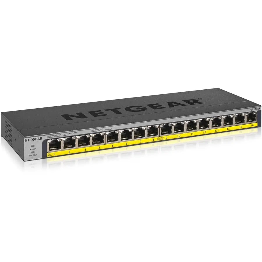 Netgear GS116LP 16-Port Gigabit Ethernet Unmanaged Switch with 76W PoE Budget