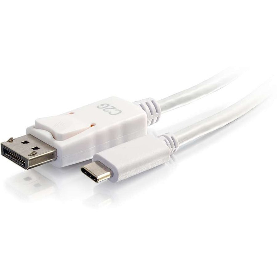 C2G 3ft USB-C to DisplayPort 4K Cable - White with Reversible Connector