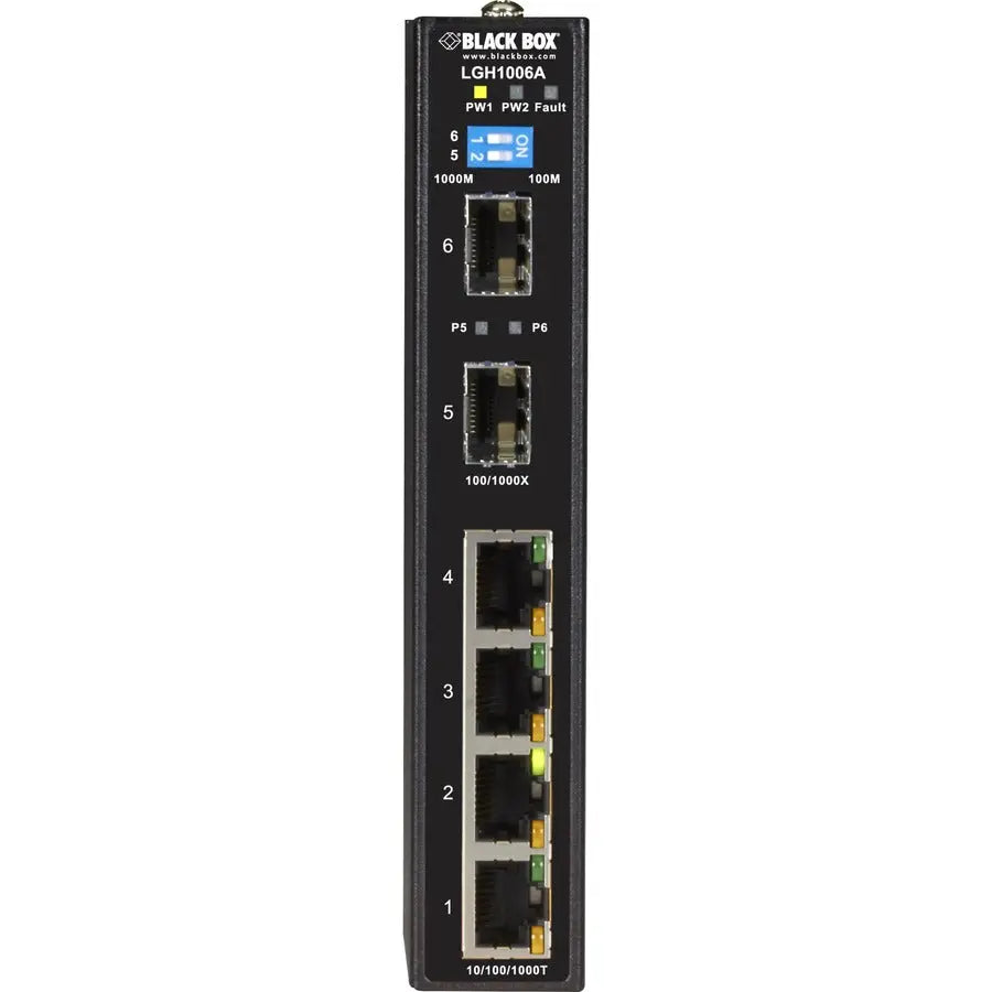 Black Box LGH1006A Industrial Ethernet Switch - 6-Port Rugged Gigabit Switch with SFP Slots