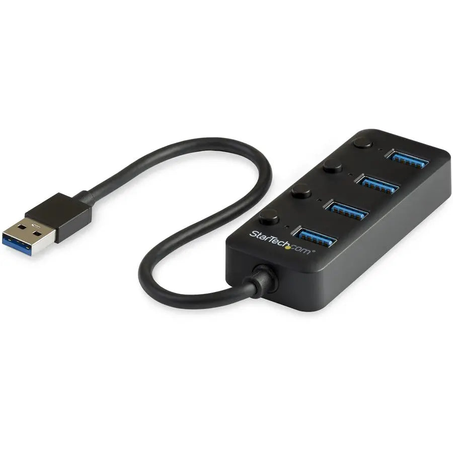 StarTech.com 4-Port USB 3.0 Hub HB30A4AIB with Individual On/Off Switches for Laptops and PCs