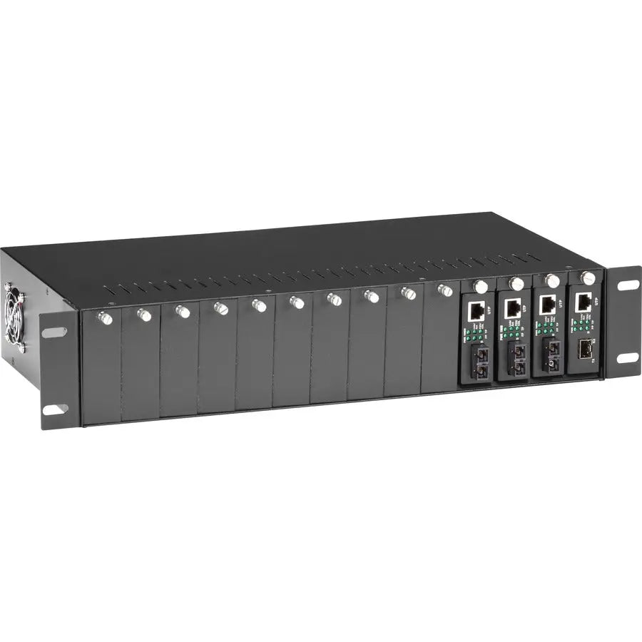 Black Box Pure Networking Media Converter Chassis LHGC-RACK – 14-Slot 2U Rack-Mountable Chassis with Redundant Power Supplies