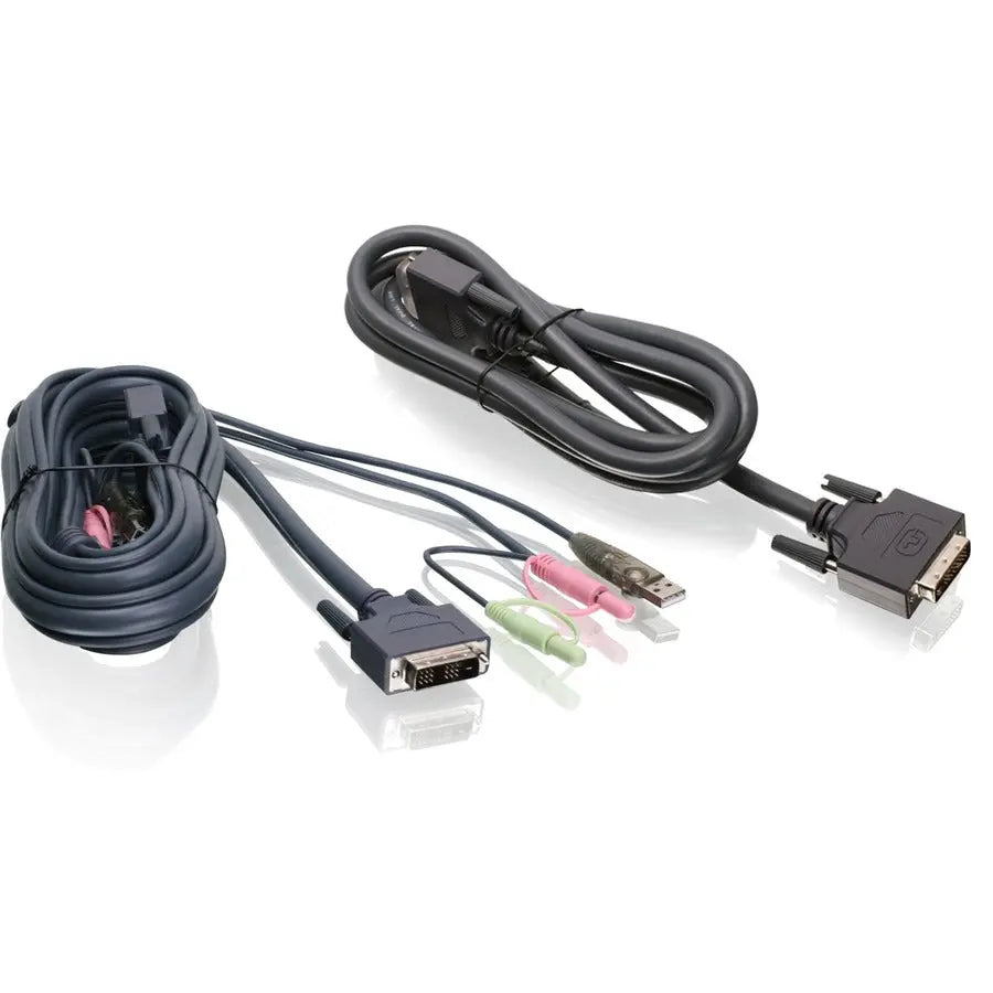 IOGEAR G2L7202U 6ft Dual View Dual-Link DVI USB KVM Cable Kit with Audio
