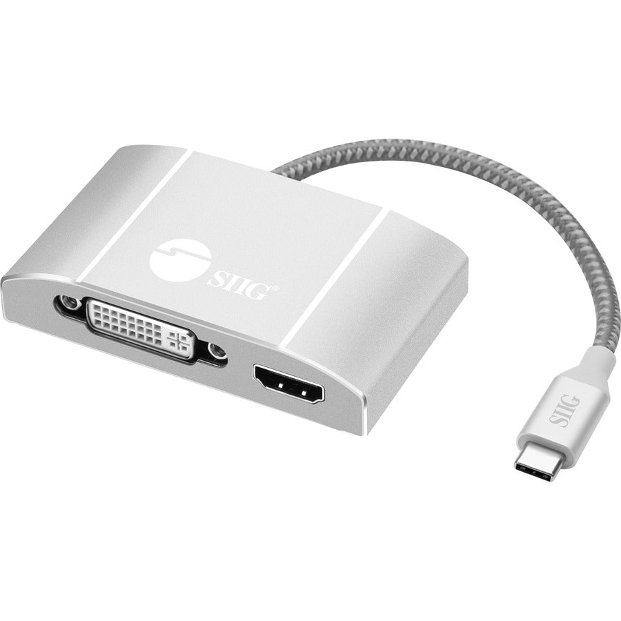 SIIG CB-TC0911-S1 USB-C to 3-in-1 Multiport Video Adapter with PD Charging - DVI, HDMI, VGA