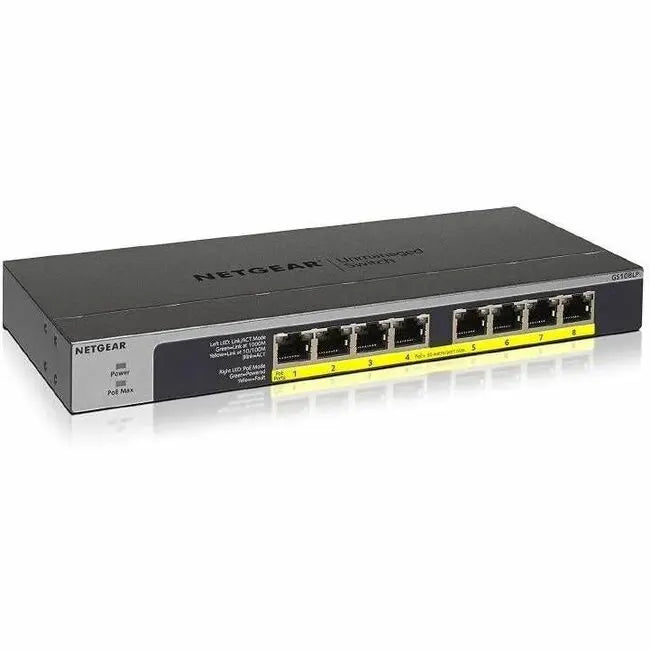 Netgear GS108LP 8-Port PoE+ Gigabit Ethernet Switch with Flexible Power and Mounting Options
