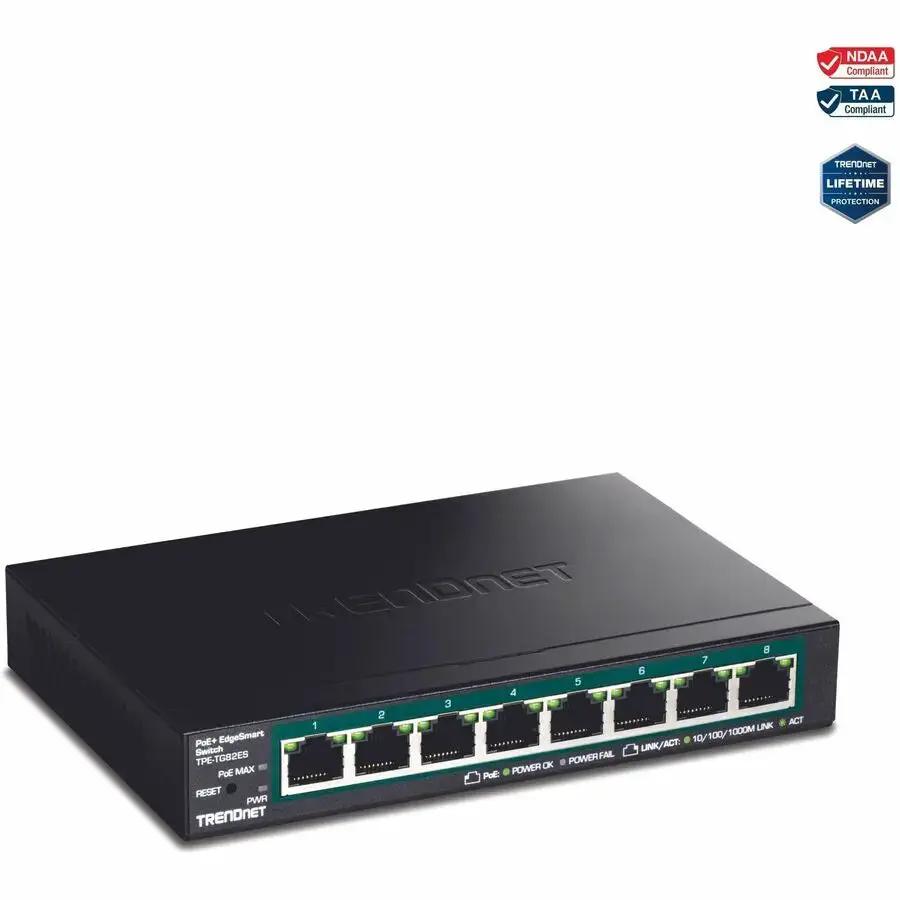 TRENDnet TPE-TG82ES 8-Port Gigabit EdgeSmart PoE+ Switch for High-Speed Network Connectivity by TRENDnet