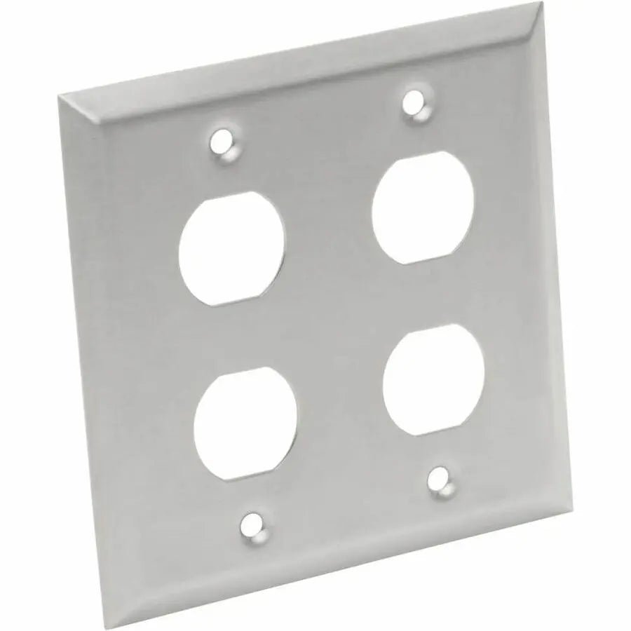 Eaton Tripp Lite Series N206-FP04-IND Industrial Metal RJ45 Bulkhead Wall Plate, 4 Cutouts, Silver
