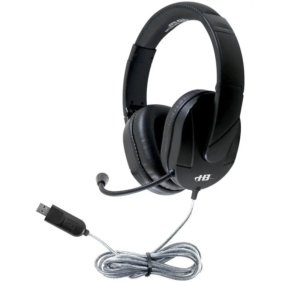 Hamilton Buhl MACH-2 Deluxe Multimedia USB Headset with Steel-Reinforced Microphone for Classroom Use